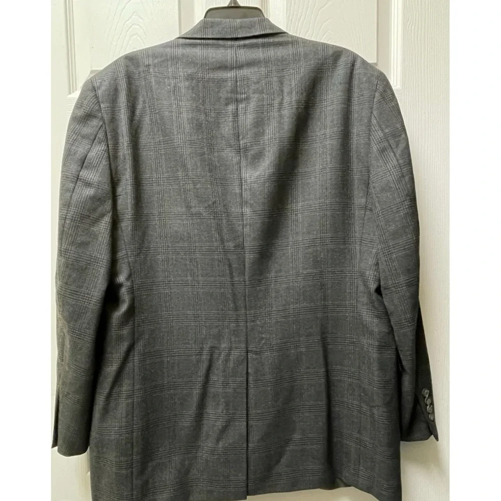 Tommy Hilfiger Men's 42R Gray Plaid 2 Button Wool Blazer‎ R159 RN39091